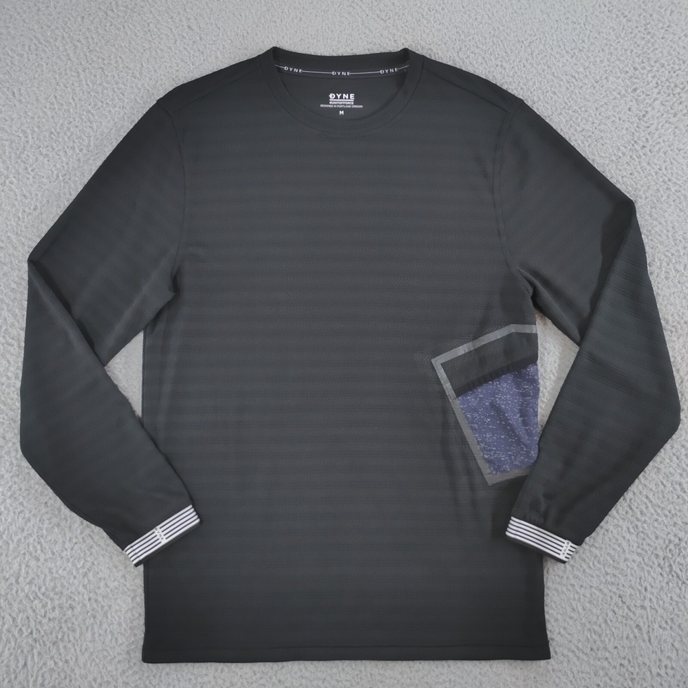 Dyne Shirt Mens M Black Thermal Unit of Force Side Zipper Pocket Long Sleeve Tee
